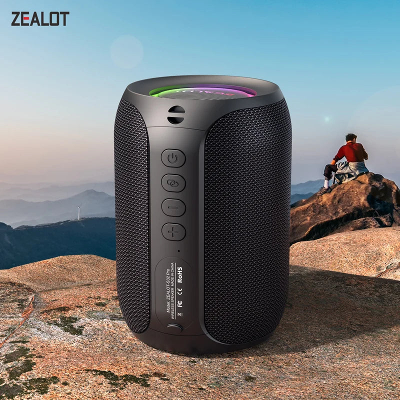 ZEALOT S32 Pro Bluetooth 5.2 Waterproof Speaker with Wireless Subwoofer – Stereo Sound for Outdoor Bass
