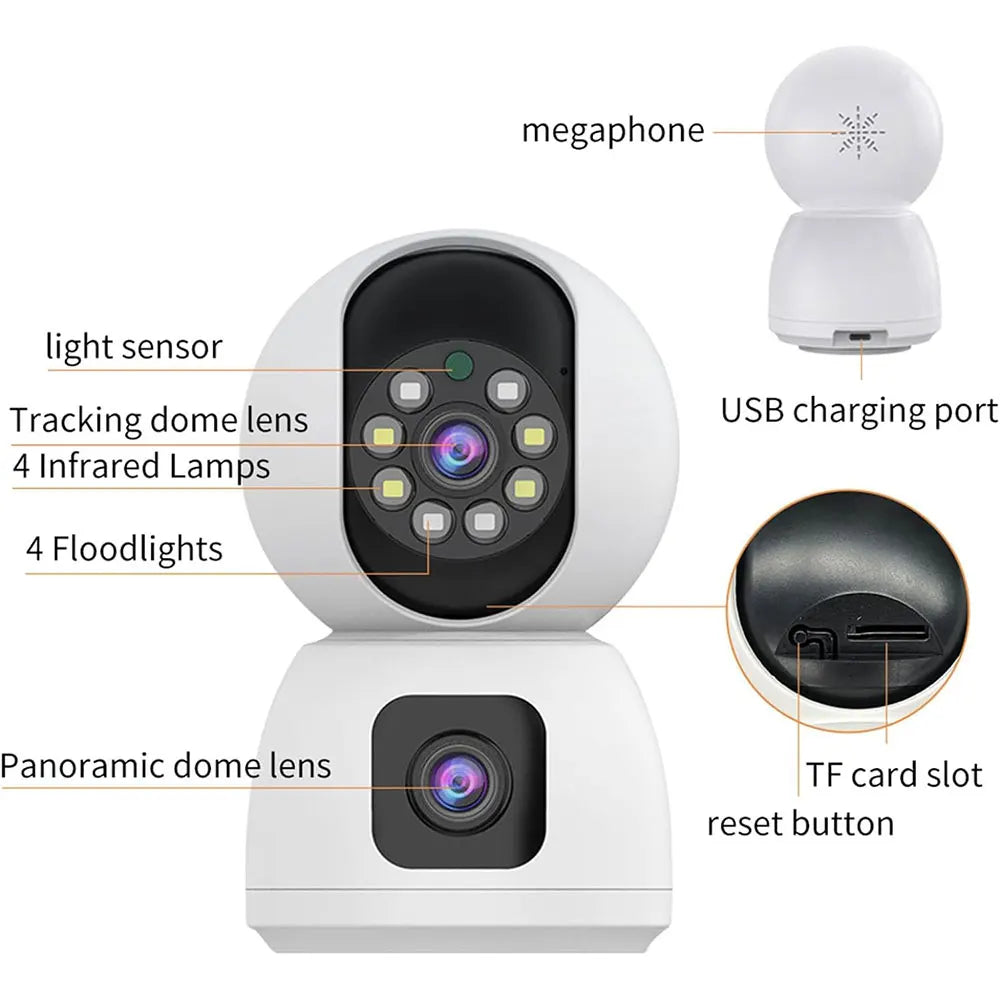 8MP Dual Lens 5G WIFI Camera Tuya Smart PTZ 4K HD Dual Screen Auto Tracking Indoor Wireless Security Video Surveillance Cameras