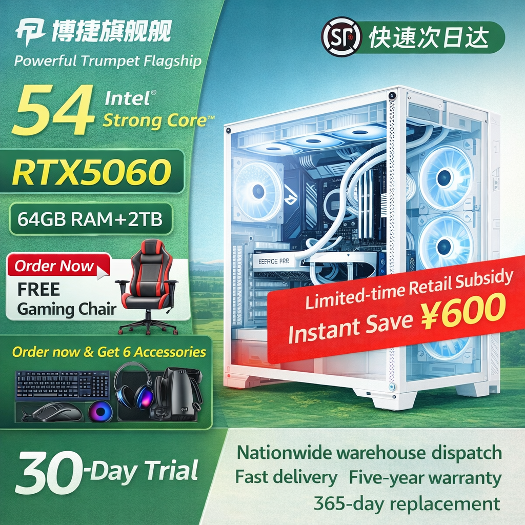 Brand New I9-Level Desktop Computer Host Complete Set Rtx4060/5060 E-Sports Game Office Home Live Broadcast Dedicated
