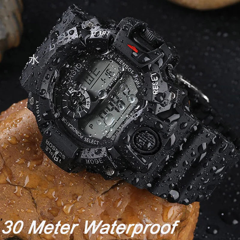 Men’s Military Sports Digital Watch – Large Dial, Waterproof, Luminous, Multifunctional with Alarm for Outdoor Use
