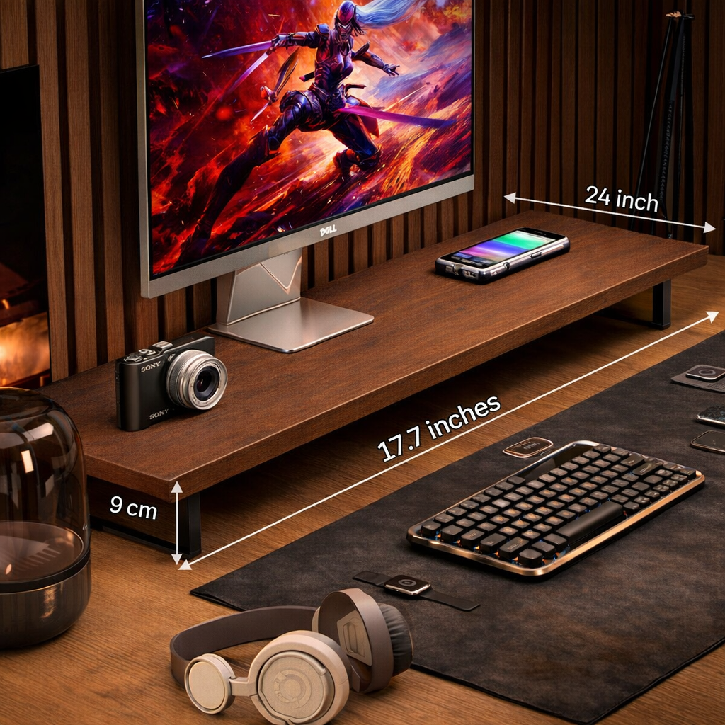 Gaming Monitor Stand Riser – Desktop Computer Elevated Base with Storage for Office & E-Sports Setup