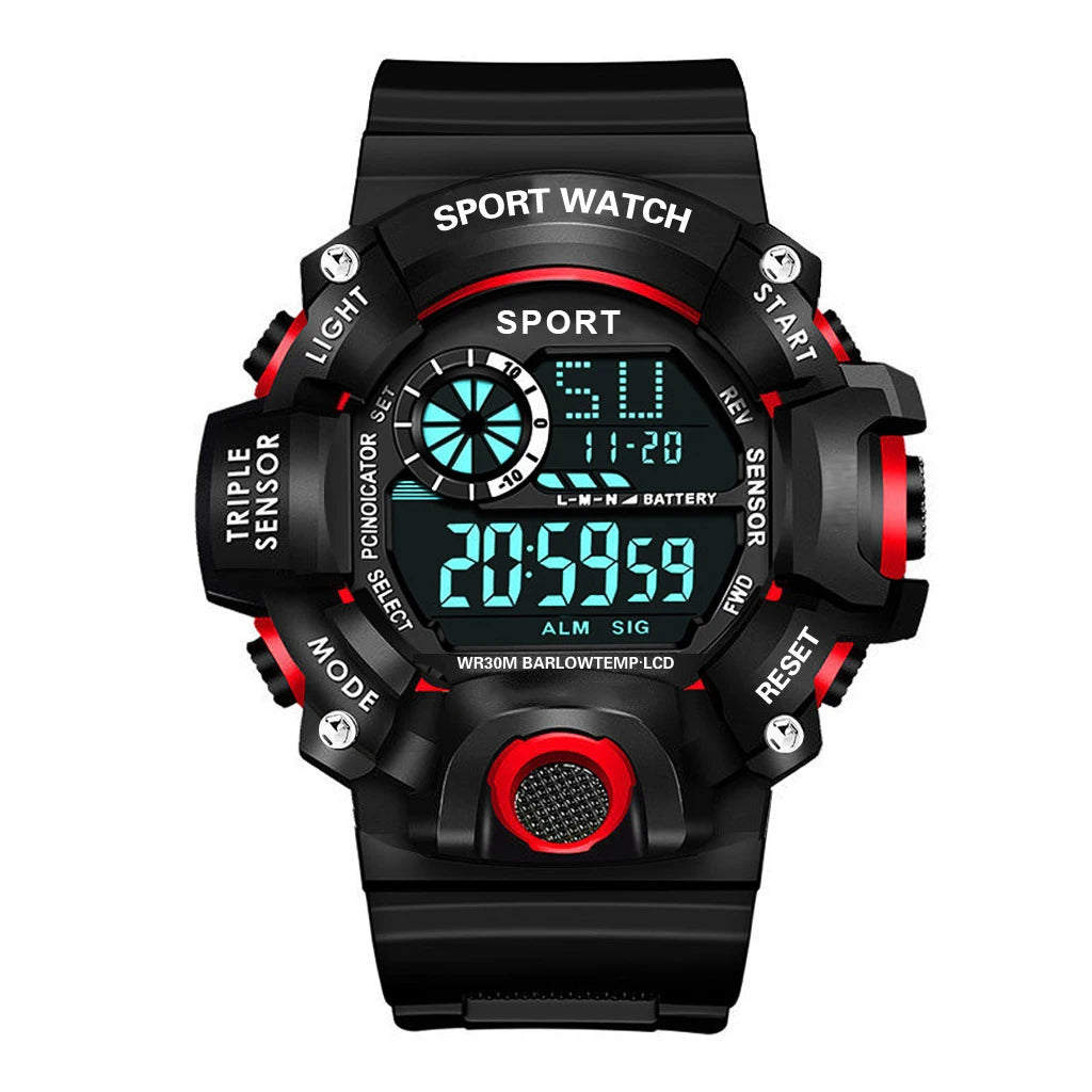 Men’s Military Sports Digital Watch – Large Dial, Waterproof, Luminous, Multifunctional with Alarm for Outdoor Use
