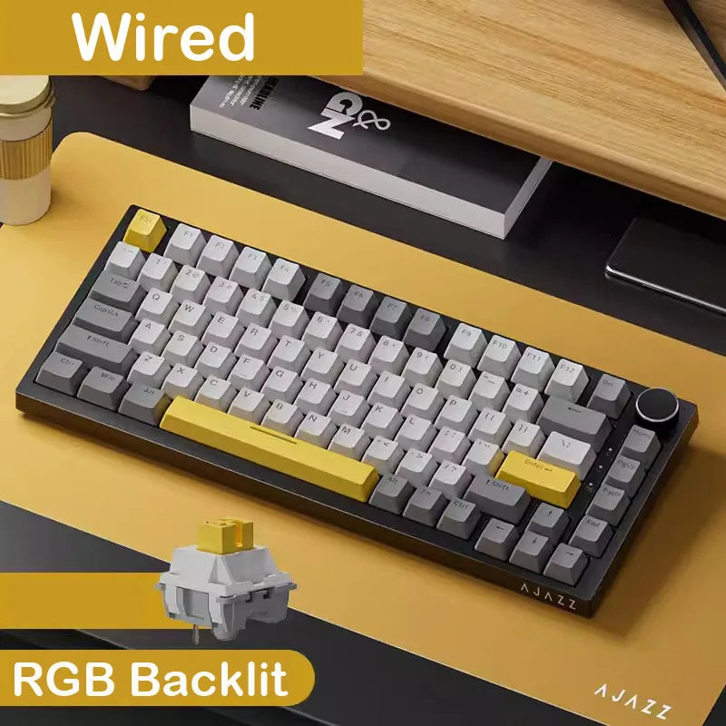 AJAZZ AK820 Wireless Gaming Mechanical Keyboard Hot Swap, 75% Layout, Swappable Switch, Three-mode Connectivity