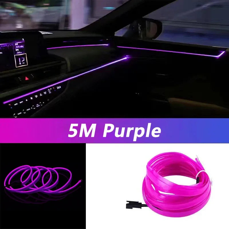 Car Interior Decorative Lamps Strips Atmosphere Lamp Cold Light  Decorative Dashboard Console Auto LED Ambient Lights 1/2/3/4/5M