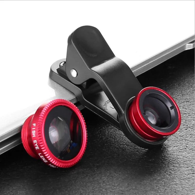 3 in 1 Fisheye Phone Lens Wide Angle Zoom Lens Fish Eye Macro Lenses Camera Kits With Clip Lens On The Phone For All Smart Phone