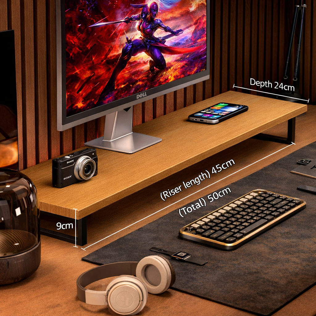 Gaming Monitor Stand Riser – Desktop Computer Elevated Base with Storage for Office & E-Sports Setup