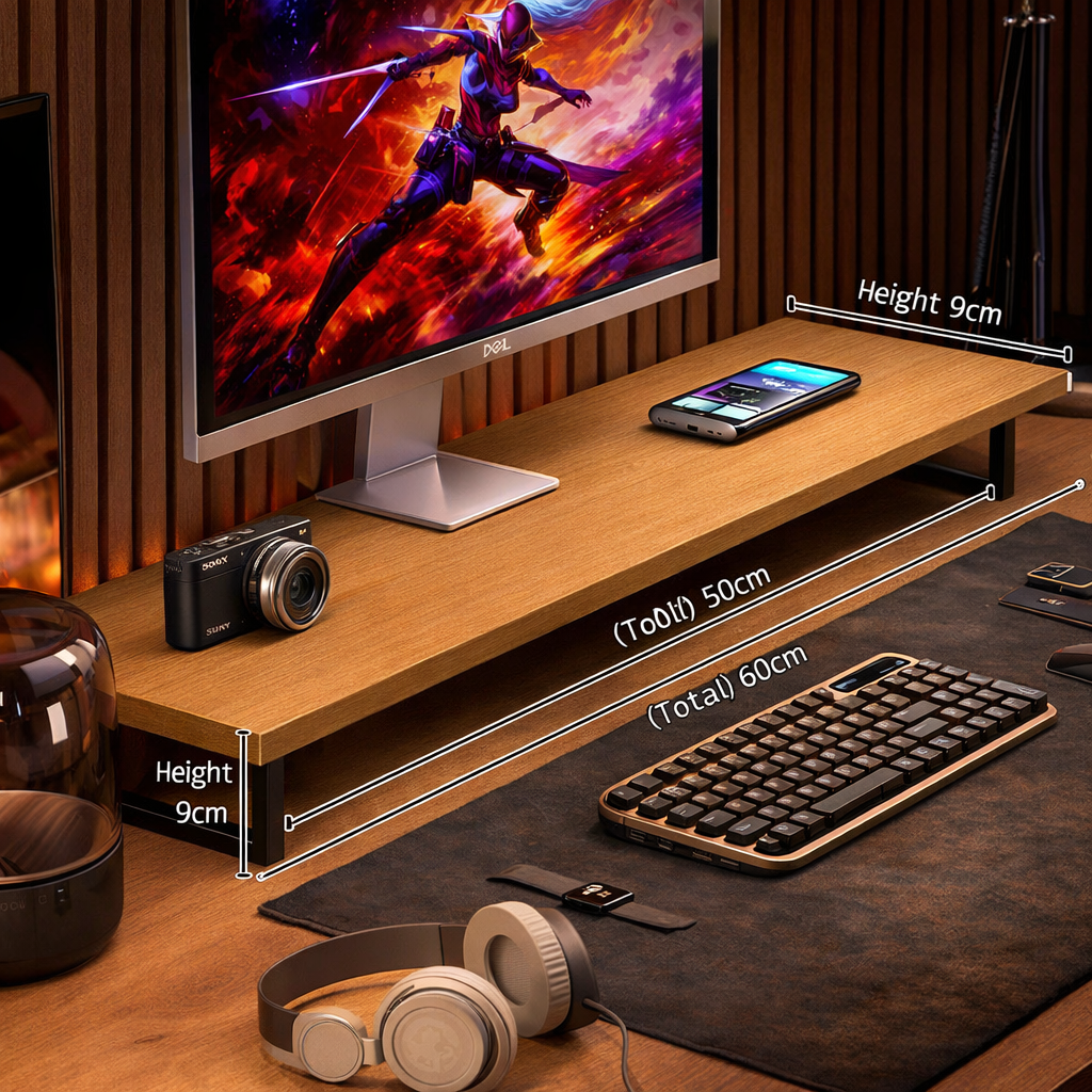 Gaming Monitor Stand Riser – Desktop Computer Elevated Base with Storage for Office & E-Sports Setup